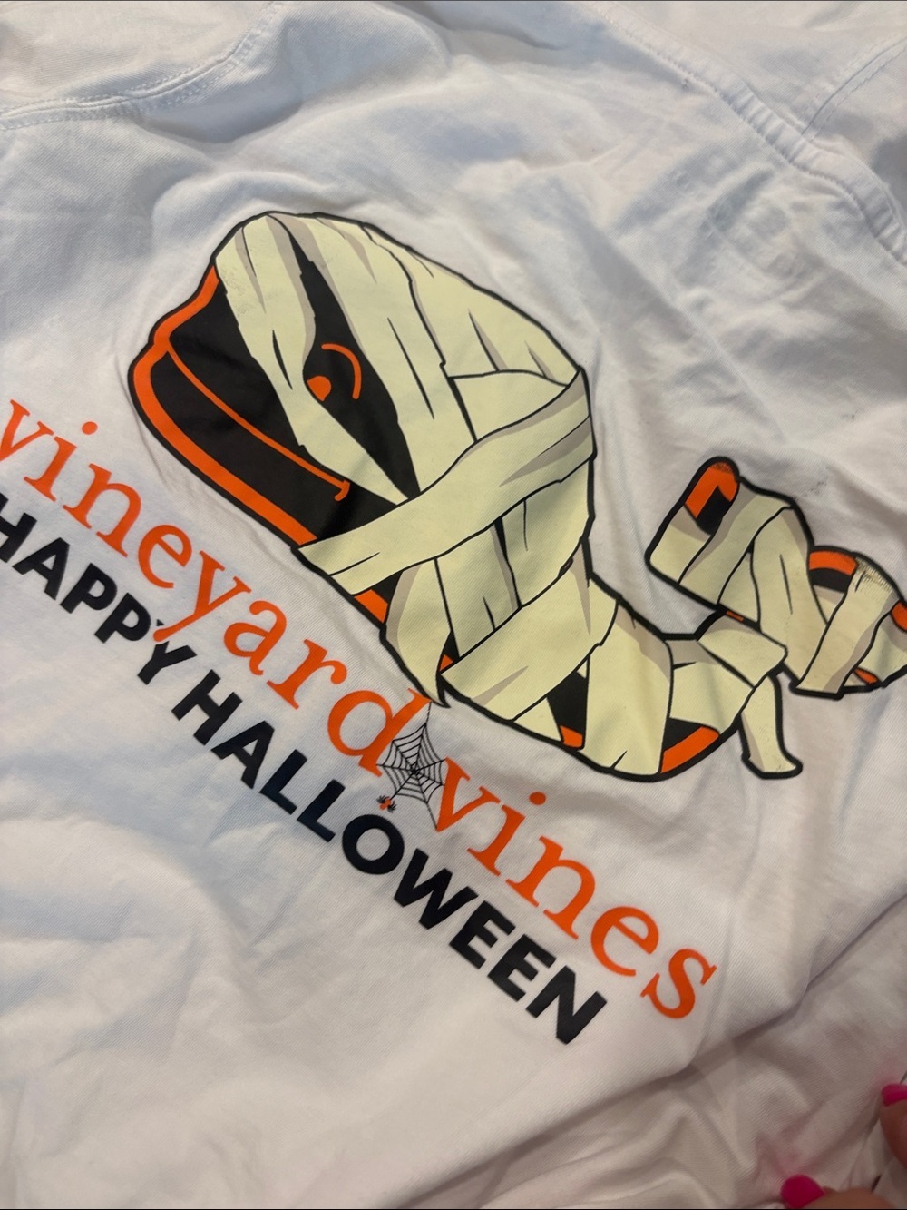 Vineyard Vines White Halloween Mummy Whale Pocket Hoodie View 3